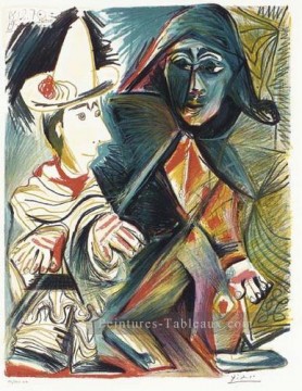 Pierrot et Arlequin 1972 cubiste Peinture à l'huile